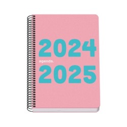 Dohe Memory Agenda Escolar Espiral A5 - Dia Pagina - Papel 70g/m2 - Cubierta de Polipropileno - Color Rosa