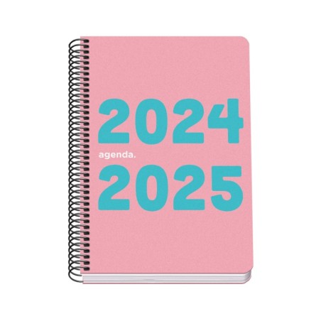 Dohe Memory Agenda Escolar Espiral A5 - Dia Pagina - Papel 70g/m2 - Cubierta de Polipropileno - Color Rosa