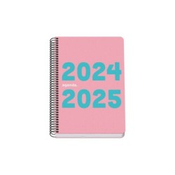Dohe Memory Agenda Escolar Espiral A5 - Semana Vista - Papel 70g/m2 - Cubierta de Polipropileno - Color Rosa