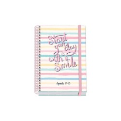 Agenda scolastica a spirale Dohe Smile A5 - Vista settimanale - Carta 70 g/m2 - Copertina in cartone laminato - Chiusura in gomm