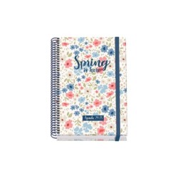 Agenda scolastica a spirale Dohe Spring A5 - Vista settimanale - Carta da 70 g/m2 - Copertina in cartone laminato - Chiusura in 