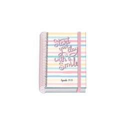 Dohe Smile Agenda Escolar Espiral A6 - Dia Pagina - Papel 70g/m2 - Cubierta de Carton Plastificado - Cierre de Goma Elastica