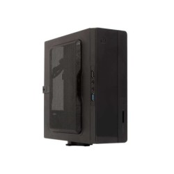 Unykach UK1007 Caja Torre Mini-ITX - Fuente de Alimentacion 150W Incluida - Tamaño Disco Soportado 2.5" - USB-A 2.0/3.2 y Audio
