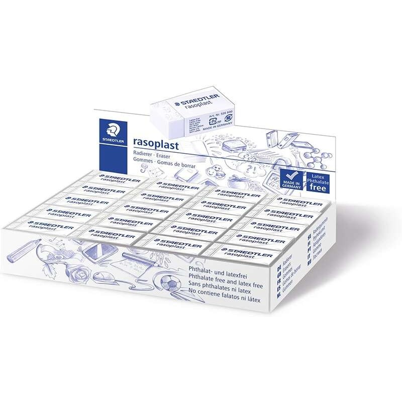 Gomma Staedtler Rasoplast 526 B40 - Cancellazione di alta qualità - Scarti minimi - Colore bianco 40pz 40pz Gomma Staedtler Rasoplast 526 B40 - Cancellazione di alta qualità - Scarti minimi - Colore bianco 40pz 40pz