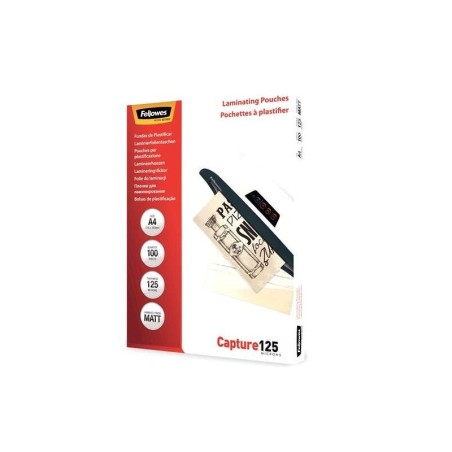 Fellowes Pack de 100 Fundas para Plastificar Mate A4 - 125 Micras - Transparente