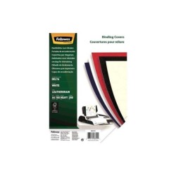 Fellowes Confezione da 100 Copertine in Cartone Similpelle Delta Leather A4 - 250 gr - Colore Bianco