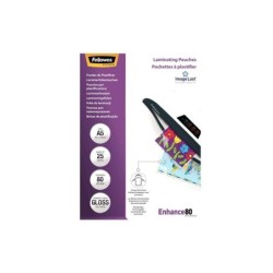Fellowes Pack de 25 Fundas para Plastificar Brillo A5 - 80 Micras - Alta Calidad - Transparente