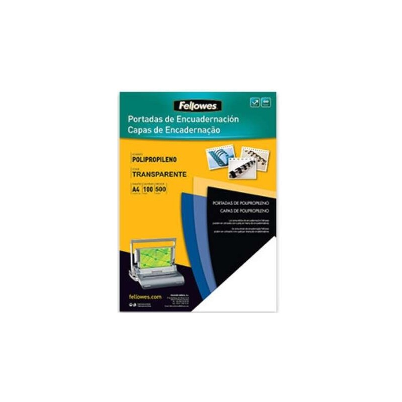 Fellowes Pack de 100 Portadas de Polipropileno A4 - 500 Micras - Acabado de Calidad - Color Transparente Fellowes Pack de 100 Portadas de Polipropileno A4 - 500 Micras - Acabado de Calidad - Color Transparente