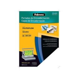 Confezione da 100 copertine in polipropilene A4 Fellowes - 500 micron - Finitura di qualità - Colore nero