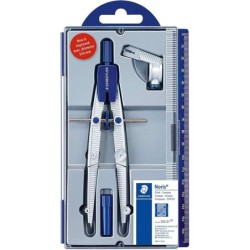 Staedtler Noris 550 01 Compas de Precision - Aguja y Mina Intercambiables - Mecanismo de Ajuste Rapido