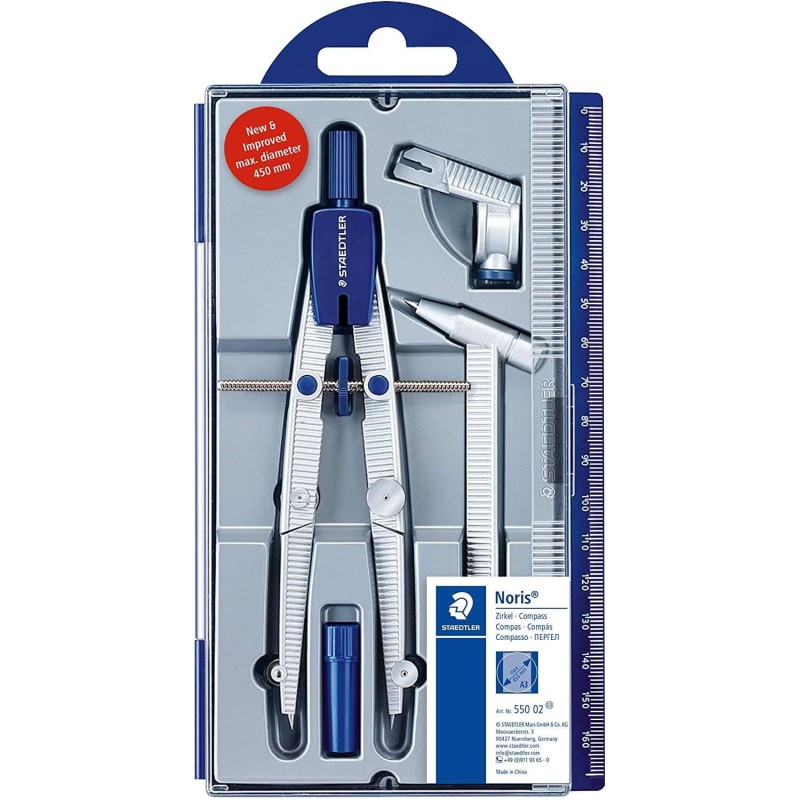 Staedtler Noris 550 02 Compas de Precision - Aguja y Mina Intercambiables - Mecanismo de Ajuste Rapido Staedtler Noris 550 02 Compas de Precision - Aguja y Mina Intercambiables - Mecanismo de Ajuste Rapido