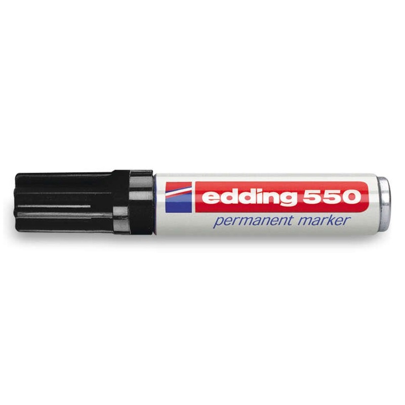 Pennarello Indelebile Edding 550 - Punta Tonda - Tratto tra 3 e 4 mm. - Ricaricabile - Asciugatura rapida - Colore nero 10pz 10p Pennarello Indelebile Edding 550 - Punta Tonda - Tratto tra 3 e 4 mm. - Ricaricabile - Asciugatura rapida - Colore nero 10pz 10p