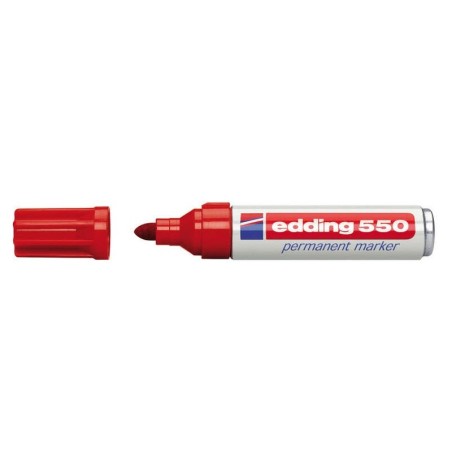 Pennarello Indelebile Edding 550 - Punta Tonda - Tratto tra 3 e 4 mm. - Ricaricabile - Asciugatura rapida - Colore rosso 10pz 10