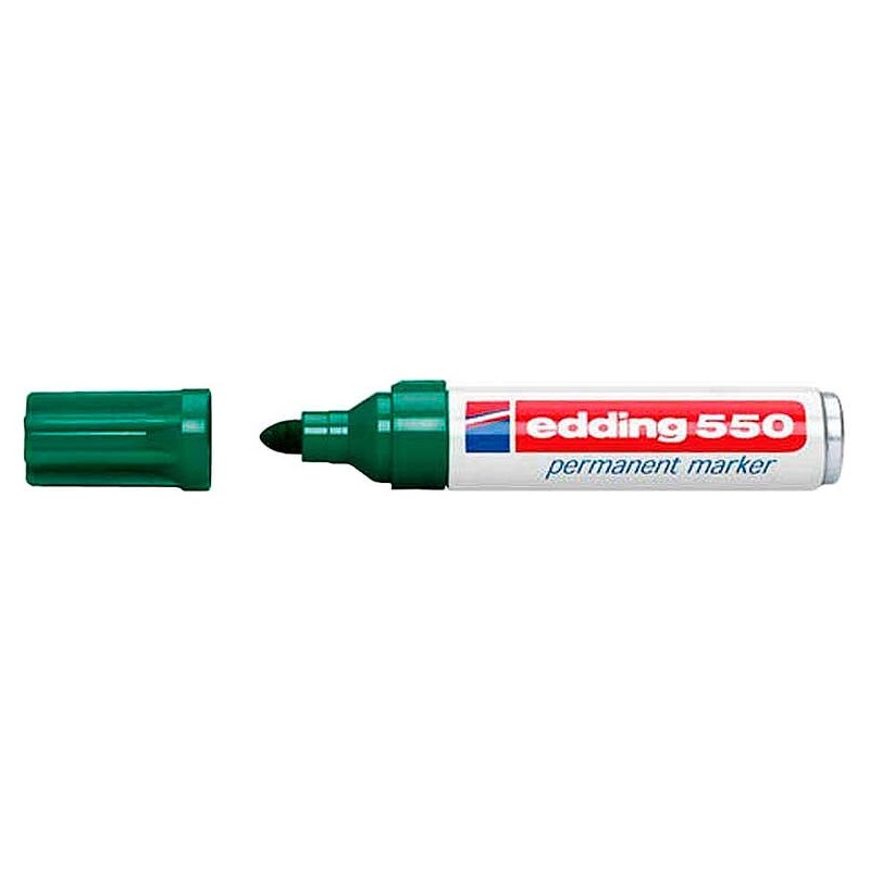 Edding 550 Rotulador Permanente - Punta Redonda - Trazo entre 3 y 4 mm. - Recargable - Secado Rapido - Color Verde Edding 550 Rotulador Permanente - Punta Redonda - Trazo entre 3 y 4 mm. - Recargable - Secado Rapido - Color Verde