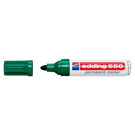 Edding 550 Rotulador Permanente - Punta Redonda - Trazo entre 3 y 4 mm. - Recargable - Secado Rapido - Color Verde