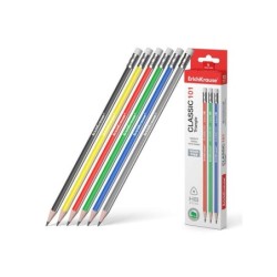 Matita triangolare in plastica di grafite Erichkrause con gomma classica 101 Triangle HB - Colore nero 12pz 12pz