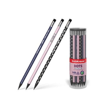Matita triangolare in plastica in grafite Erichkrause con gomma - HB - Colore nero 42pz 42pz