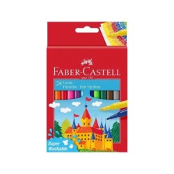 Faber-Castell Castle Pack de 24 Rotuladores - Tinta con Base de Agua Lavable - Colores Surtidos