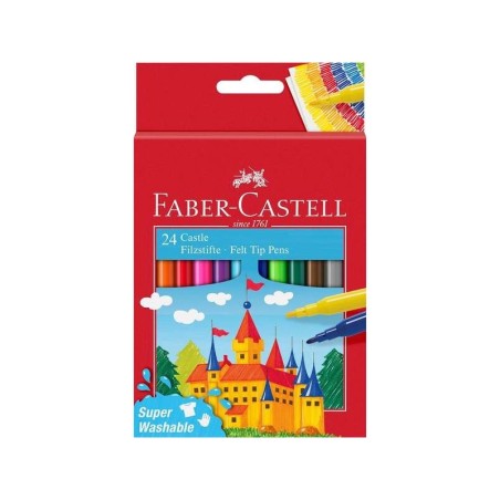 Faber-Castell Castle Pack de 24 Rotuladores - Tinta con Base de Agua Lavable - Colores Surtidos