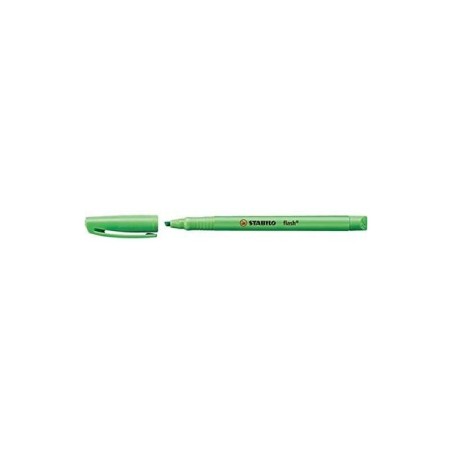 Stabilo Flash Marcador Fluorescente - Tamaño Bolsillo - Trazo de 1 y 3.5mm - Tinta con Base de Agua - Color Verde