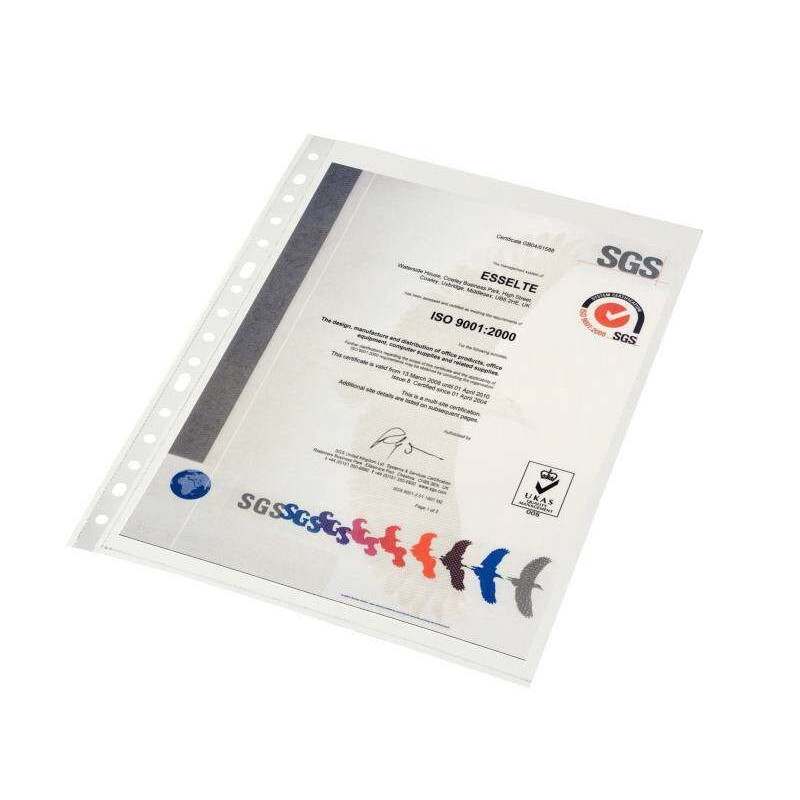 Esselte Funda Porta Documentos Folio - PP - Piel de Naranja - Calidad Estandar Multitaladro-16 - Bolsa 10 - Transparente Esselte Funda Porta Documentos Folio - PP - Piel de Naranja - Calidad Estandar Multitaladro-16 - Bolsa 10 - Transparente