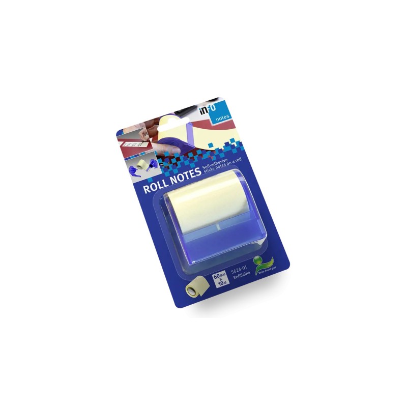 Global Notes inFO Roll Rollo de 10 Metros de Notas Adhesivas 60mm + Dispensador Azul - Color Notas Amarillo Global Notes inFO Roll Rollo de 10 Metros de Notas Adhesivas 60mm + Dispensador Azul - Color Notas Amarillo