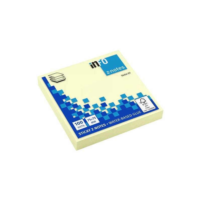 Global Notes inFO Z-Notes Bloc de 100 Notas Adhesivas 75 x 75mm - Plegadas en Forma de Z - Certificacion FSC? - Color Amarillo Global Notes inFO Z-Notes Bloc de 100 Notas Adhesivas 75 x 75mm - Plegadas en Forma de Z - Certificacion FSC? - Color Amarillo