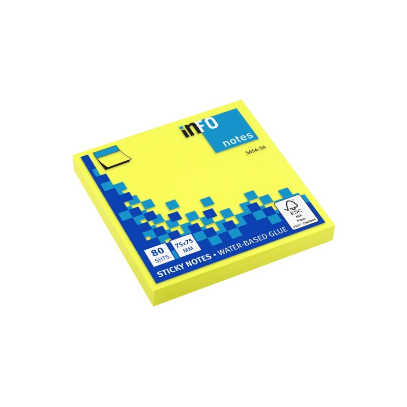 Global Notes inFO Blocco brillante da 80 foglietti adesivi 75 x 75 mm - Certificazione FSC? - Colore giallo Global Notes inFO Blocco brillante da 80 foglietti adesivi 75 x 75 mm - Certificazione FSC? - Colore giallo
