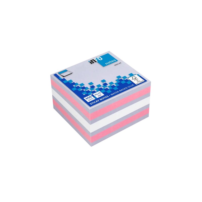 Global Notes inFO Cubo da 450 foglietti adesivi 75 x 75 mm - Certificato FSC? - Colori viola, rosa e bianco Global Notes inFO Cubo da 450 foglietti adesivi 75 x 75 mm - Certificato FSC? - Colori viola, rosa e bianco