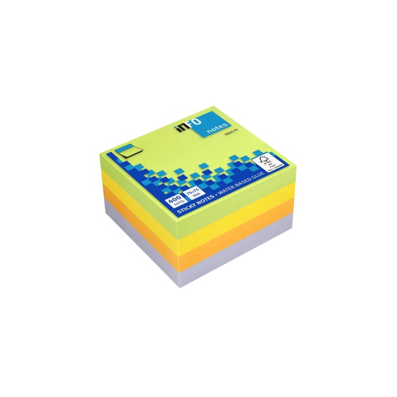 Global Notes inFO Cubo de 400 Notas Adhesivas 75 x 75mm - Certificacion FSC? - Colores Amarillo, Violeta, Naranja y Verde Global Notes inFO Cubo de 400 Notas Adhesivas 75 x 75mm - Certificacion FSC? - Colores Amarillo, Violeta, Naranja y Verde