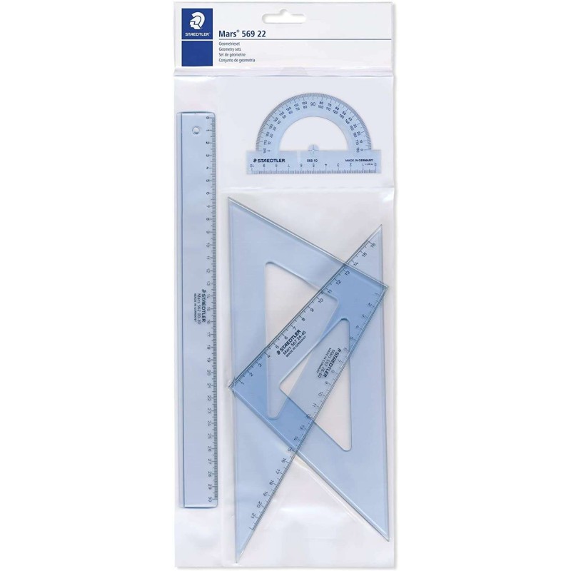 Staedtler Pack de 4 Reglas - Regla Recta - Transportador - Escuadra - Cartabon Staedtler Pack de 4 Reglas - Regla Recta - Transportador - Escuadra - Cartabon