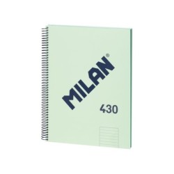 Milan Serie 1918 Cuaderno Espiral Formato A4 Pautado 7mm - 80 Hojas de 95 gr/m2 - Microperforado, 4 Taladros - Color Verde
