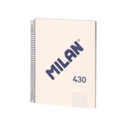 Quaderno Spirale Serie Milano 1918 Formato A4 con Reticolo 5x5mm - 80 Fogli da 95 gr/mq - Microperforato, 4 Fori - Colore Beige