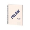 Quaderno Spirale Serie Milano 1918 Formato A4 con Reticolo 5x5mm - 80 Fogli da 95 gr/mq - Microperforato, 4 Fori - Colore Beige