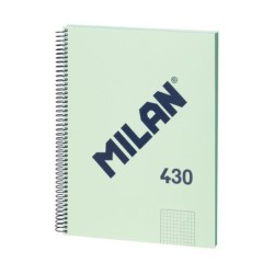 Quaderno Spirale Serie Milano 1918 Formato A4 con Reticolo 5x5mm - 80 Fogli da 95 gr/mq - Microperforato, 4 Fori - Colore Verde