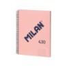 Milan Serie 1918 Cuaderno Espiral Formato A4 Cuadricula 5x5mm - 80 Hojas de 95 gr/m2 - Microperforado, 4 Taladros - Color Rosa