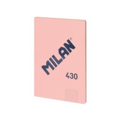 Milan Serie 1918 Libreta Encolada Formato A4 Cuadricula 5x5mm - 48 Hojas de 95 gr/m2 - Microperforado - Tapa Blanda - Color Rosa