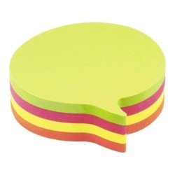 Global Notes inFO Cubo de 200 Notas Adhesivas con Forma de Burbuja 70 x 70mm - Colores Verde, Rosa Amarillo y Naranja
