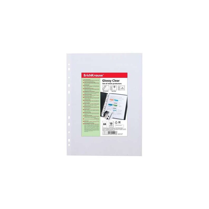 Erichkrause Pack de 10 Fundas Protectoras Glossy Clear - Grosor 100cm - Tamaño A4 - Transparente - Color Transparente Erichkrause Pack de 10 Fundas Protectoras Glossy Clear - Grosor 100cm - Tamaño A4 - Transparente - Color Transparente