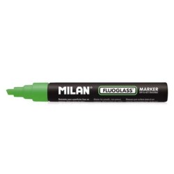 Pennarello Milan Fluoglass per superfici lisce - Punta a scalpello - Tratto da 2 a 4 mm - Inchiostro a base d'acqua - Cancellazi