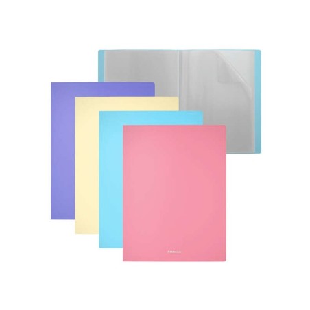 Erichkrause Pack de 4 Carpetas con Fundas Matt Pastel - 20 Fundas A4 - Colores Surtidos