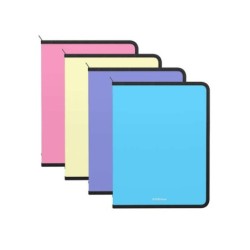 Erichkrause Pack de 4 Carpetas con Cremallera Matt Pastel - A4 - Colores Surtidos