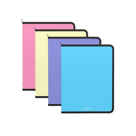 Erichkrause Pack de 4 Carpetas con Cremallera Matt Pastel - A4 - Colores Surtidos
