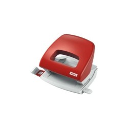 Petrus 80 Taladro Perforador Pequeño - Hasta 16 Hojas - Marcas de Formato - Facil Vaciado - Punzones 5.5mm - Color Rojo