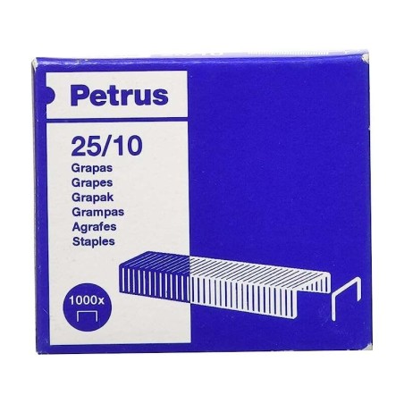 Petrus Scatola da 1000 Punti Metallici 25/10 Zincati - Fino a 60 Fogli - Perno da 10 mm