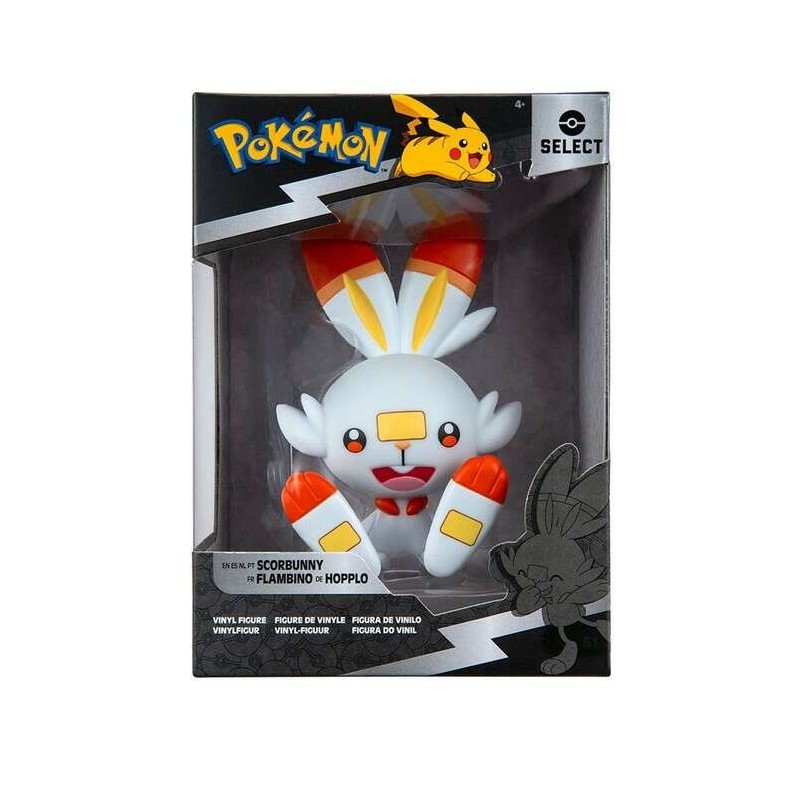 Jazwares Pokemon Scorbunny - Figura de Coleccion - Altura 10cm aprox. - Fabricada en Vinilo