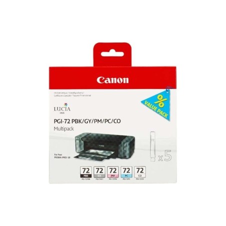 Confezione da 5 cartucce d'inchiostro originali Canon PGI72: nero fotografico, grigio, magenta fotografico, ciano fotografico, o