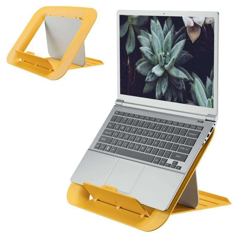 Supporto per laptop regolabile Leitz Ergo Cozy - Design ergonomico - Altezza regolabile - Colore giallo caldo Supporto per laptop regolabile Leitz Ergo Cozy - Design ergonomico - Altezza regolabile - Colore giallo caldo