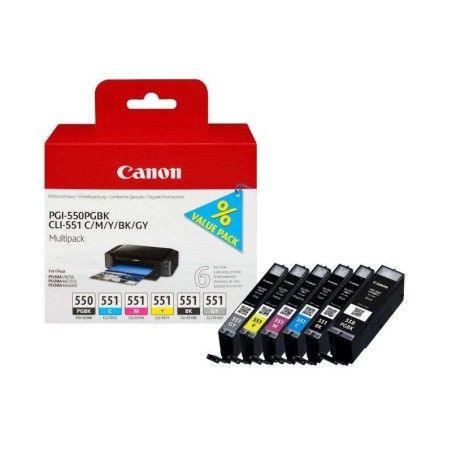 Confezione da 6 cartucce d'inchiostro originali Canon PGI550/CLI551 - 6496B005