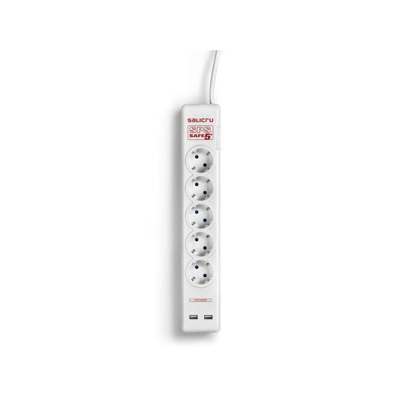 Multipresa Salicru SPS SAFE 5+ Protezioni Elettriche Attive di Ultima Generazione - 5 Prese Schuko - Colore Bianco Multipresa Salicru SPS SAFE 5+ Protezioni Elettriche Attive di Ultima Generazione - 5 Prese Schuko - Colore Bianco